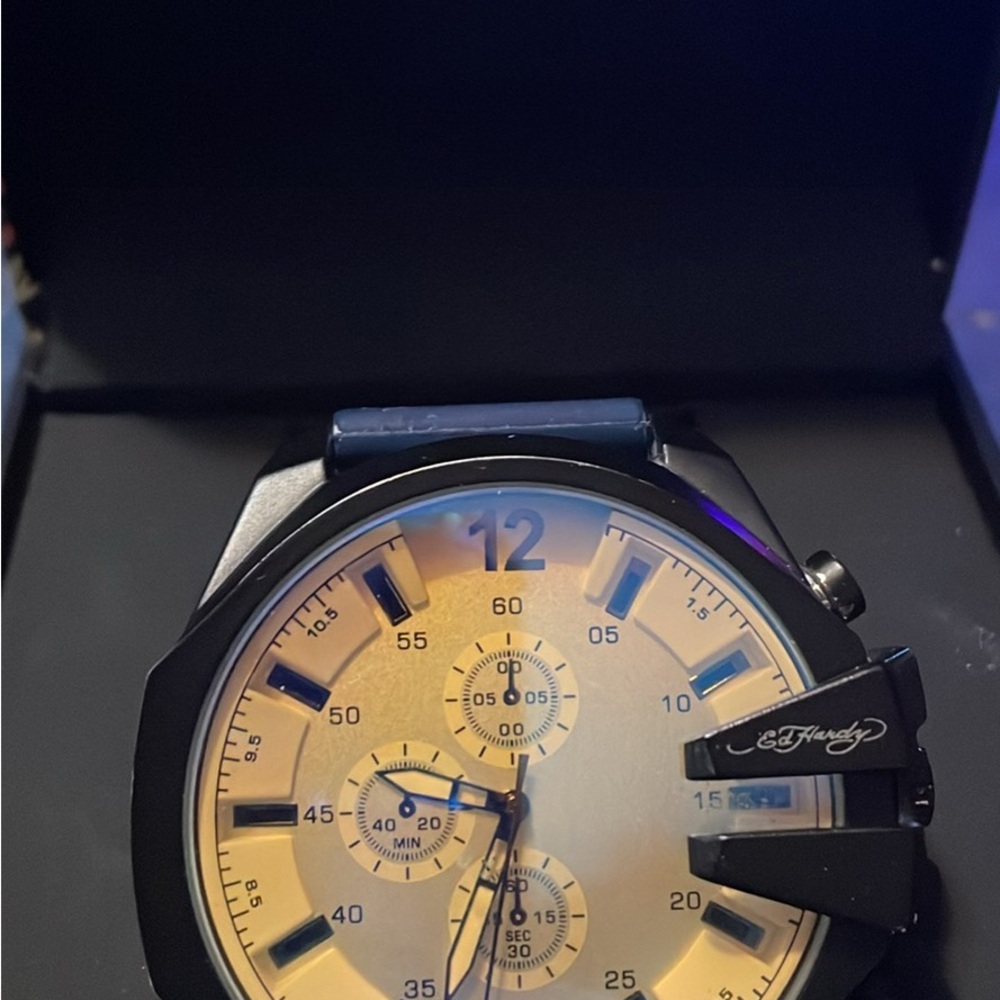 Ed Hardy Men's Watch with Black and Gold Accents